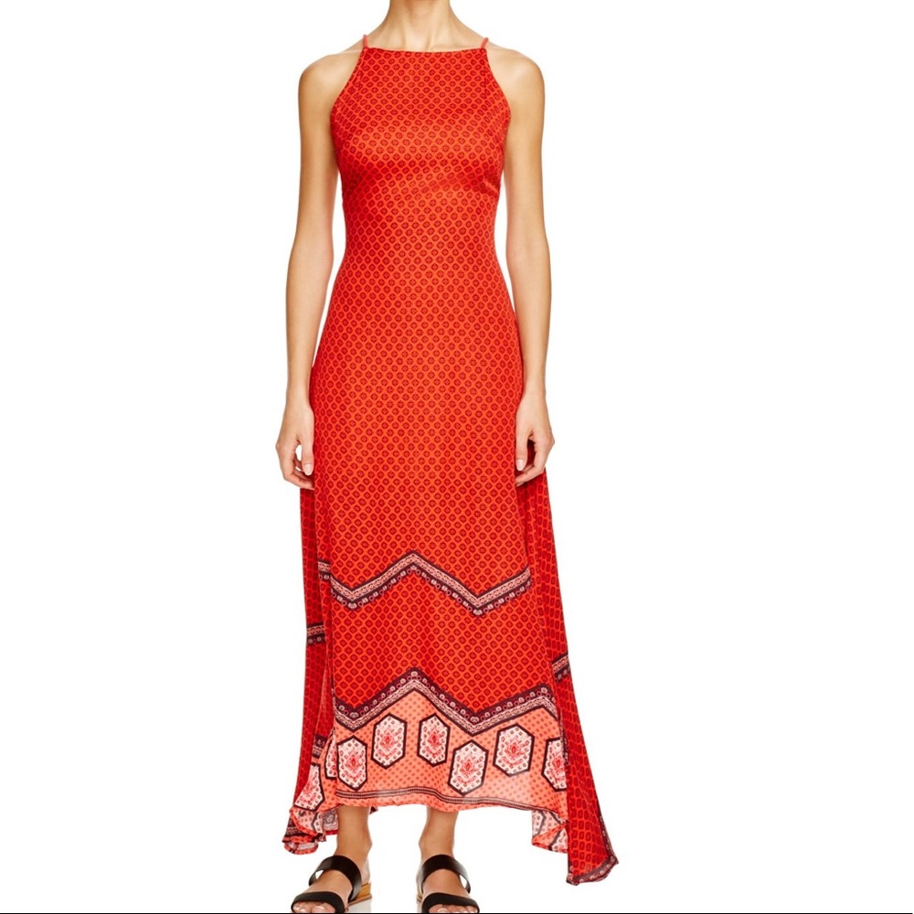 MINKPINK Red Pattern Maxi Dress Backless